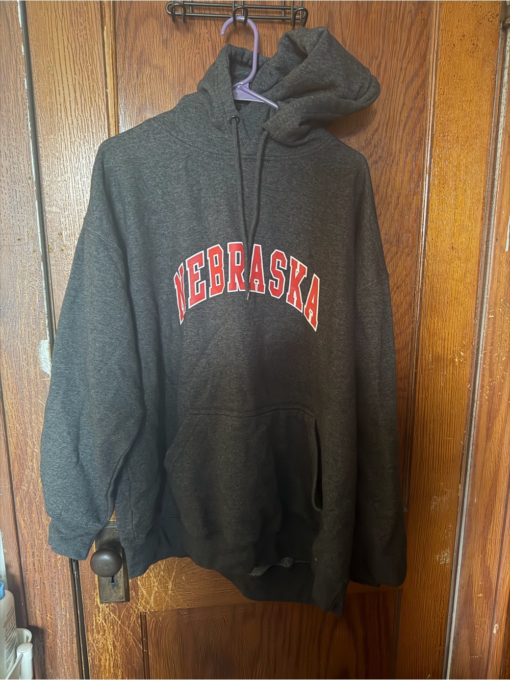 Nebraska Charcoal Gray Pullover Hoodie - Collegiate Logo